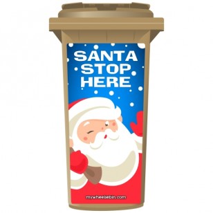 Santa Stop Here Night Time Wheelie Bin Sticker Panel
